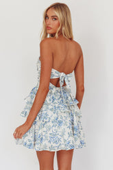 Like Me Tied Back Layered Mini Dress Floral Blue